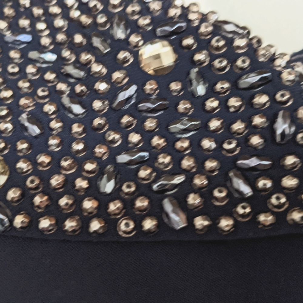 Navy Bejeweled Column Dress - 16W - Picture 4 of 5